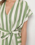 j&x Rochie Verde cu Vâscoză și Curea cu dungi Nerire