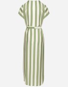j&x Rochie Verde cu Vâscoză și Curea cu dungi Nerire