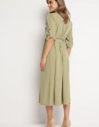 j&x Rochie verde deschis cloș maxi cu bluză tip cămașă și cu cordon în talie Indiga