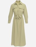 j&x Rochie verde deschis cloș maxi cu bluză tip cămașă și cu cordon în talie Indiga
