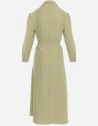 j&x Rochie verde deschis cloș maxi cu bluză tip cămașă și cu cordon în talie Indiga