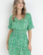 j&x Rochie Verde din viscoză cloș cu volane și elastic în talie Sayu