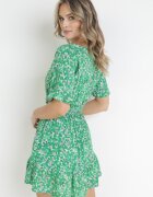 j&x Rochie Verde din viscoză cloș cu volane și elastic în talie Sayu