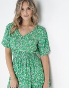 j&x Rochie Verde din viscoză cloș cu volane și elastic în talie Sayu