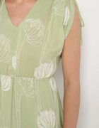 j&x Rochie Verde din Viscoză cu Broderii Lumiene