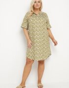 j&x Rochie Verde din Viscoză cu Croială Tip Cutie cu Model Abstract Koririanne
