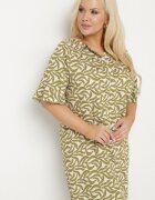j&x Rochie Verde din Viscoză cu Croială Tip Cutie cu Model Abstract Koririanne