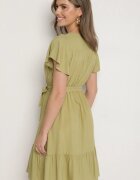 j&x Rochie Verde din viscoză cu decolteu petrecut și centură Aurenelle