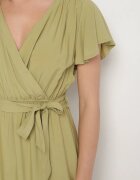 j&x Rochie Verde din viscoză cu decolteu petrecut și centură Aurenelle