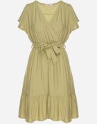 j&x Rochie Verde din viscoză cu decolteu petrecut și centură Aurenelle