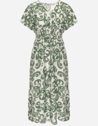 j&x Rochie Verde Din viscoză cu decolteu petrecut și elastic în talie Shyraya