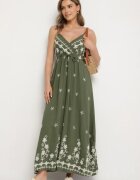 j&x Rochie Verde din Viscoză Decorată cu Broderii Lunireia