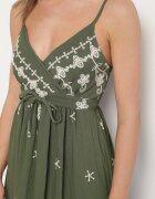 j&x Rochie Verde din Viscoză Decorată cu Broderii Lunireia
