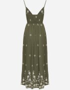 j&x Rochie Verde din Viscoză Decorată cu Broderii Lunireia
