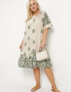 j&x Rochie verde din viscoză stil Boho cu franjuri și volane Korilia