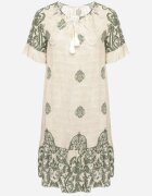 j&x Rochie verde din viscoză stil Boho cu franjuri și volane Korilia