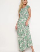 j&x Rochie Verde din Viscoză Stil Spaniol cu Decolteu Încrețit Yelbia