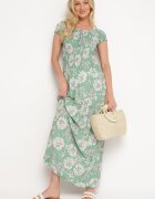 j&x Rochie Verde din Viscoză Stil Spaniol cu Decolteu Încrețit Yelbia