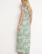 j&x Rochie Verde din Viscoză Stil Spaniol cu Decolteu Încrețit Yelbia