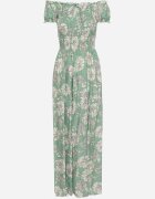 j&x Rochie Verde din Viscoză Stil Spaniol cu Decolteu Încrețit Yelbia