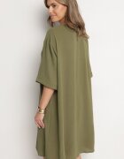 j&x Rochie verde închis Dreaptă cu nasturi și broderii decorative Jenivanea