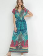 j&x Rochie Verde Încrucișată Cu Model Etnic Matanira