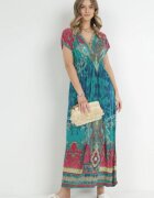 j&x Rochie Verde Încrucișată Cu Model Etnic Matanira