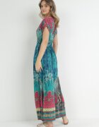j&x Rochie Verde Încrucișată Cu Model Etnic Matanira