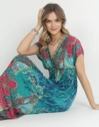 j&x Rochie Verde Încrucișată Cu Model Etnic Matanira
