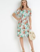 j&x Rochie Verde Midi spaniolă cu elastic în talie Asarina