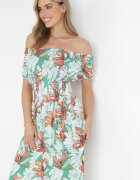 j&x Rochie Verde Midi spaniolă cu elastic în talie Asarina