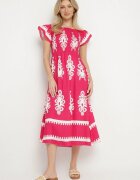j&x Rochie viscoză roză Divessa cu modele ornamentale și croi evazat