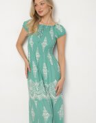 j&x Rochie viscoză Verde deschis cu top încrețit și model Boho Ellifae