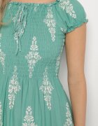 j&x Rochie viscoză Verde deschis cu top încrețit și model Boho Ellifae