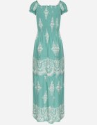 j&x Rochie viscoză Verde deschis cu top încrețit și model Boho Ellifae