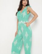 j&x Salopetă Verde cu model oriental și decolteu în V Izena
