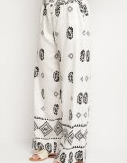 j&x Set Alb-Negru în Stil Rustic Bluză Lejeră și Pantaloni din Viscoză Emilaris