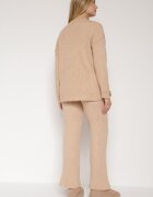 j&x Set Bej cu Bumbac și Lână Pulover cu Nasturi și Pantaloni Drepți Reisadia
