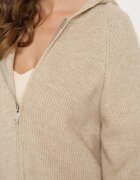 j&x Set bej cu Lână și Bumbac Pantaloni Largi și Bluză Deschisă cu Glugă Reikania
