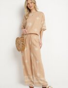 j&x Set bej cu viscoză în stil rustic Bluză și Pantaloni largi Ronilae