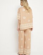 j&x Set bej cu viscoză în stil rustic Bluză și Pantaloni largi Ronilae