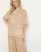 j&x Set bej cu viscoză în stil rustic Bluză și Pantaloni largi Ronilae