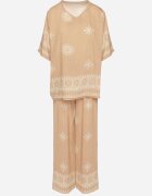 j&x Set bej cu viscoză în stil rustic Bluză și Pantaloni largi Ronilae