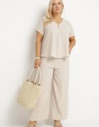 j&x Set bej deschis oversize Bluză și Pantaloni largi Amisora