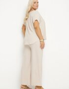 j&x Set bej deschis oversize Bluză și Pantaloni largi Amisora