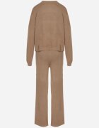 j&x Set Bej închis cu Lână și Bumbac Pulover cu Impletitură și Pantaloni Largi Reinettia