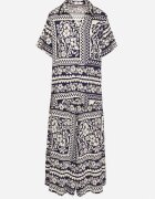 j&x Set Bleumarin cu Viscoză cu Motiv Floral Cămașă și Pantaloni Sonaniella