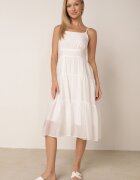 j&x Set de vară din Tencel cu rochie pe bretele și cămașă transparentă Thassa Alb