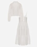 j&x Set de vară din Tencel cu rochie pe bretele și cămașă transparentă Thassa Alb