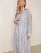 j&x Set de vară din Tencel cu rochie pe bretele și cămașă transparentă Thassa Albastru